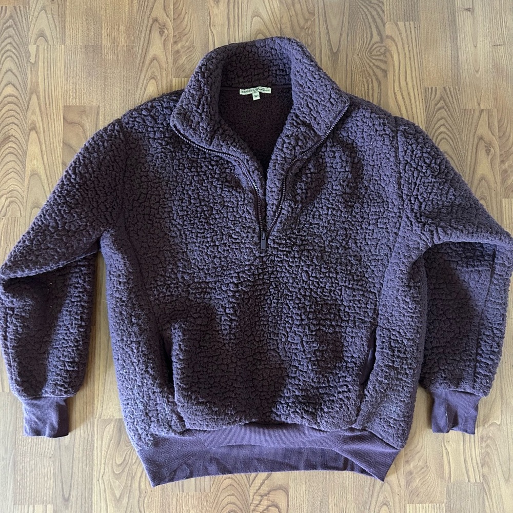 Express Purple Zip Up Sherpa Sweater